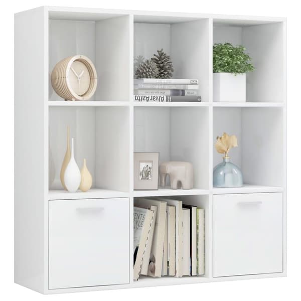vidaXL Bogreol/reol 98x30x98 cm spånplade hvid højglans change