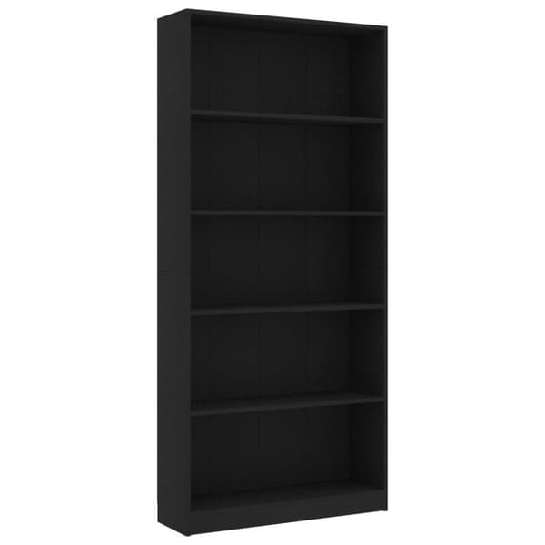 vidaXL Bogreol/reol med 5 hylder 80 x 24 x 175 cm spånplade sort change