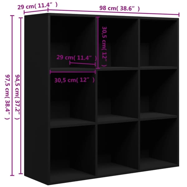 vidaXL Bogreol/reol 98x29x97,5 cm konstrueret træ sort change