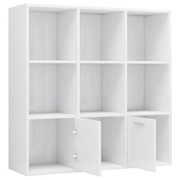 vidaXL Bokhylle høyglans hvit 98x30x98 cm sponplate