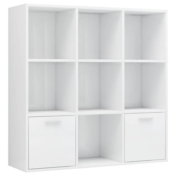 vidaXL Bokhylle høyglans hvit 98x30x98 cm sponplate