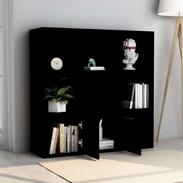 vidaXL Bogreol/reol 98x30x98 cm spånplade sort change