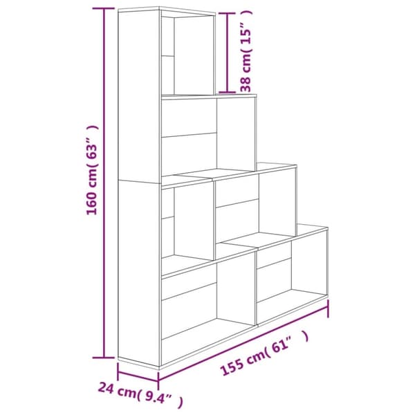 vidaXL Bogreol/reol/rumdeler 155x24x160 cm konstrueret træ sonoma-eg change