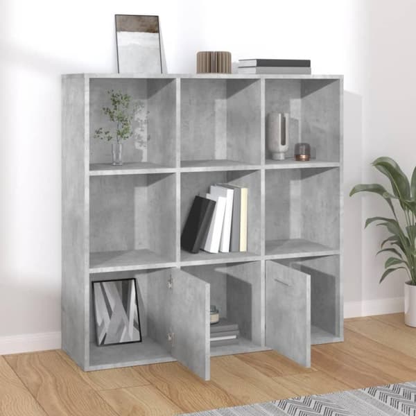 vidaXL Bogreol/reol 98x30x98 cm spånplade betongrå change