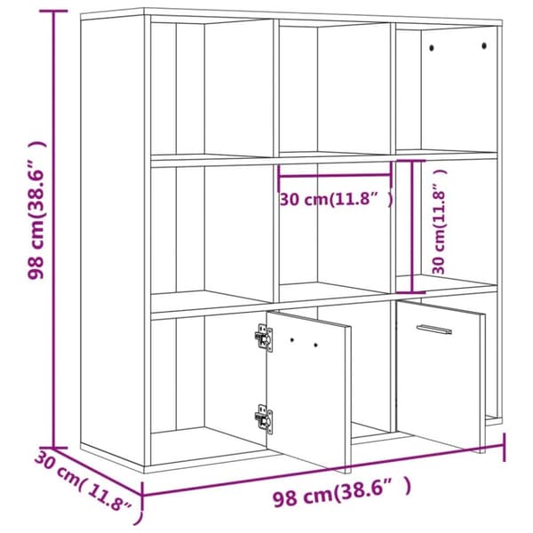 vidaXL Bogreol/reol 98x30x98 cm spånplade betongrå change