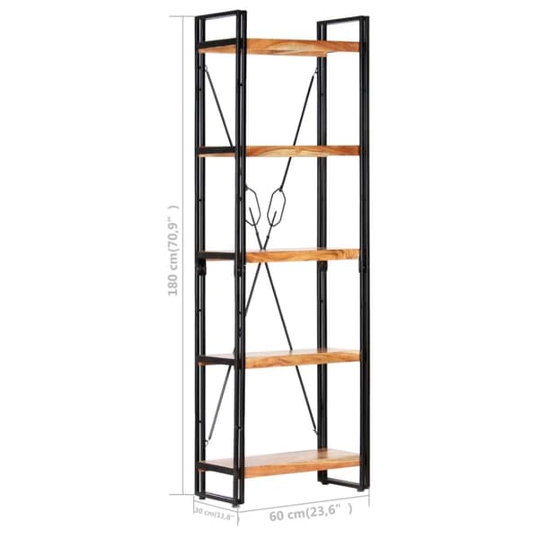 vidaXL Bogreol/reol i 5 niveauer 60x30x180 cm massivt akacietræ change