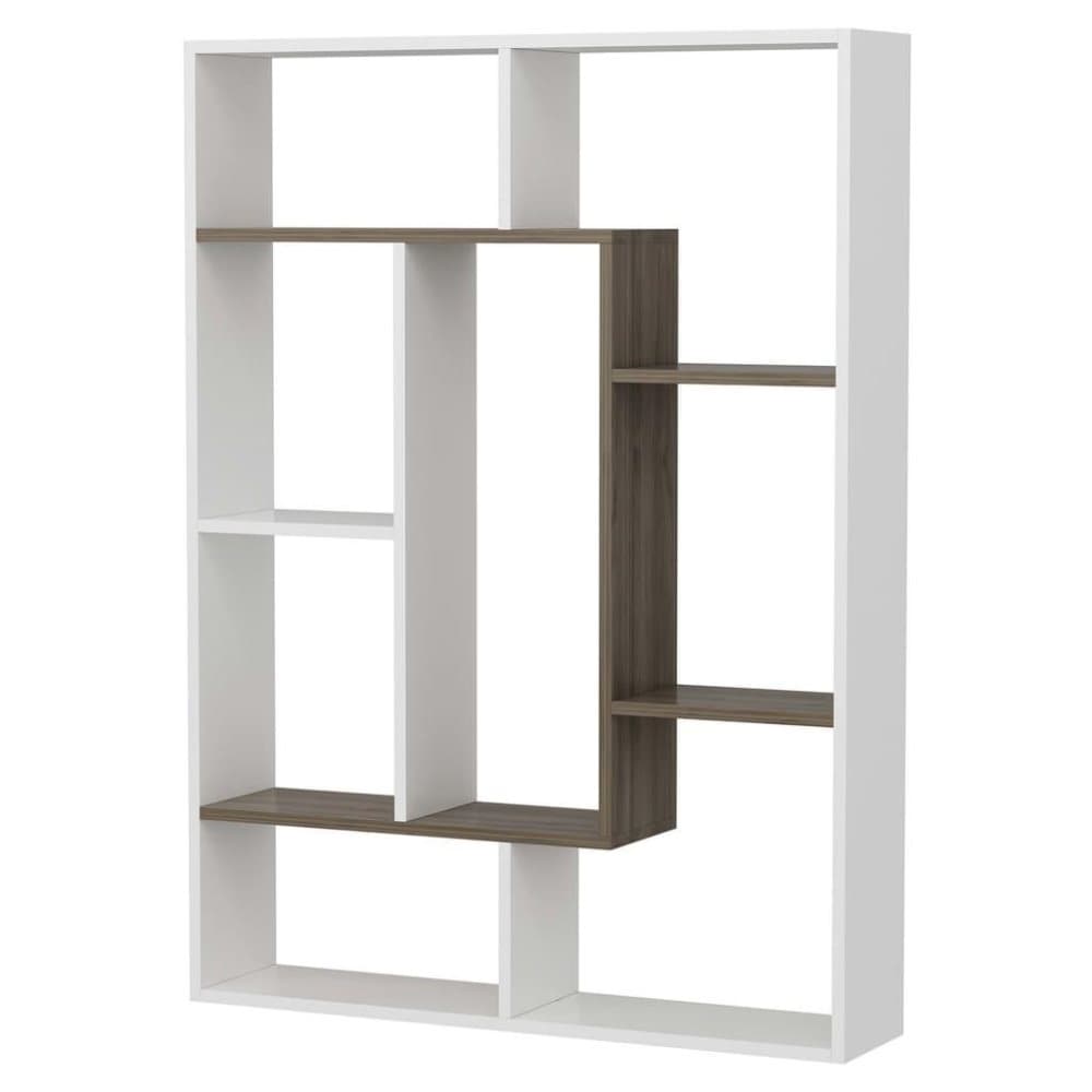 Homemania Bokhylla Liam 100x22x136 cm vit och valnötsträ