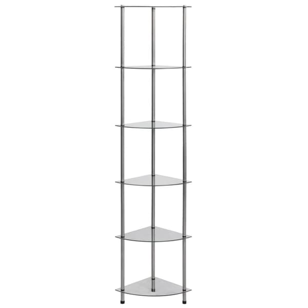 vidaXL 6-kerroksinen hylly läpinäkyvä 30x30x160 cm karkaistu lasi