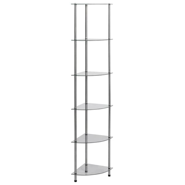 vidaXL 6-kerroksinen hylly läpinäkyvä 30x30x160 cm karkaistu lasi