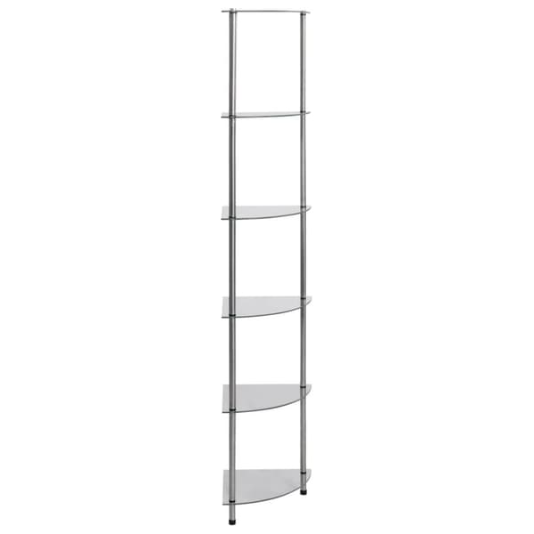 vidaXL Hylle 6 etasjer gjennomsiktig 30x30x160 cm herdet glass