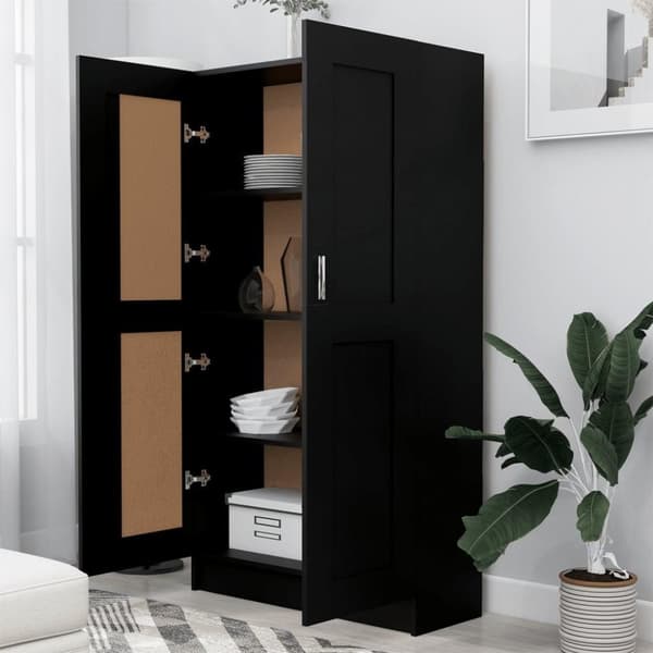 vidaXL Kirjahylly musta 82,5x30,5x150 cm lastulevy