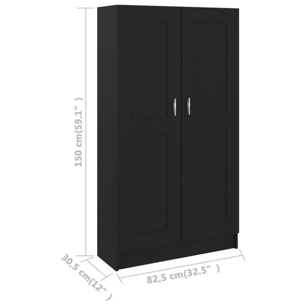 vidaXL Kirjahylly musta 82,5x30,5x150 cm lastulevy