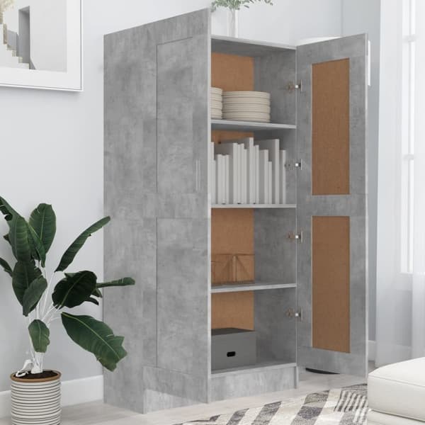 vidaXL bogreol 82,5x30,5x150 cm konstrueret træ betongrå