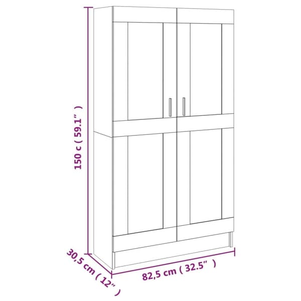 vidaXL Bokhylle betonggrå 82,5x30,5x150 cm konstruert tre