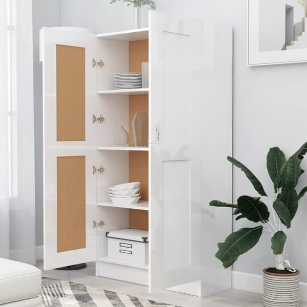 vidaXL bogskab 82,5x30,5x150 cm spånplade hvid højglans