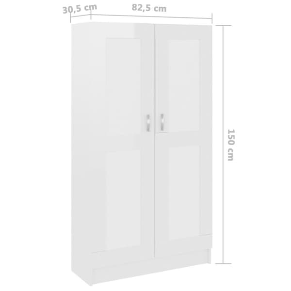 vidaXL bogskab 82,5x30,5x150 cm spånplade hvid højglans