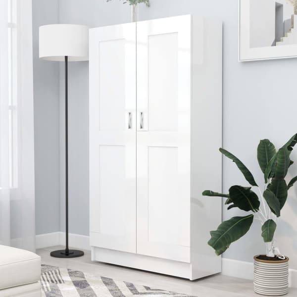 vidaXL bogskab 82,5x30,5x150 cm spånplade hvid højglans