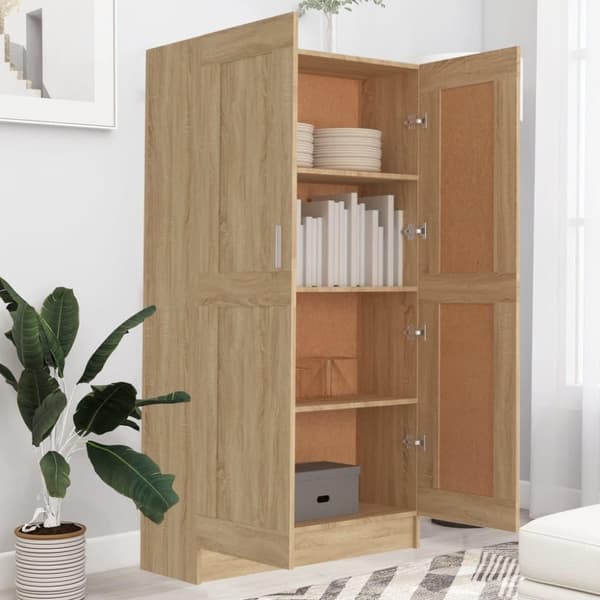 vidaXL bogreol 82,5x30,5x150 cm konstrueret træ sonoma-eg