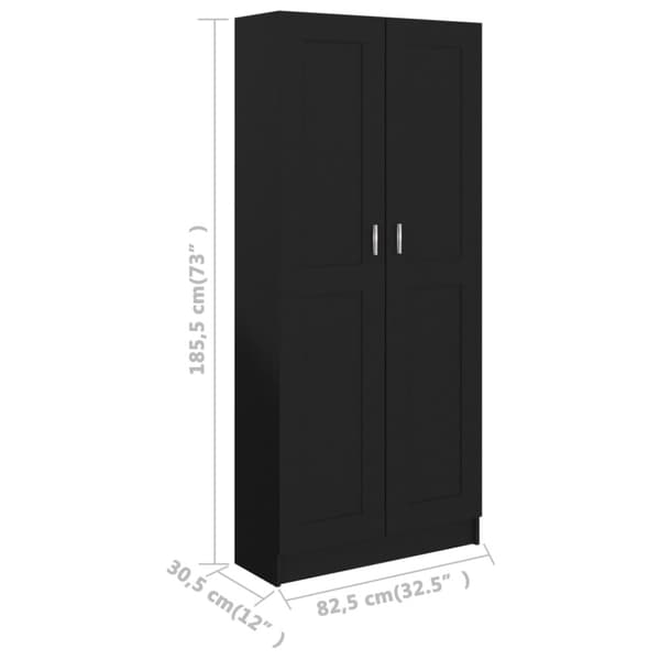 vidaXL Bokhylle svart 82,5x30,5x185,5 cm sponplate