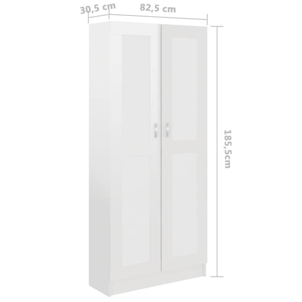 vidaXL Bokhylle høyglans hvit 82,5x30,5x185,5 cm sponplate