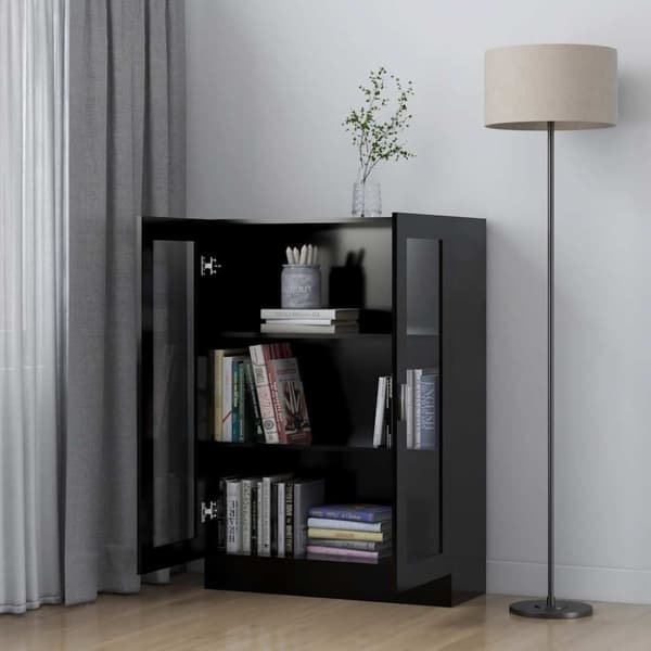 vidaXL vitrineskab 82,5x30,5x115 cm spånplade sort