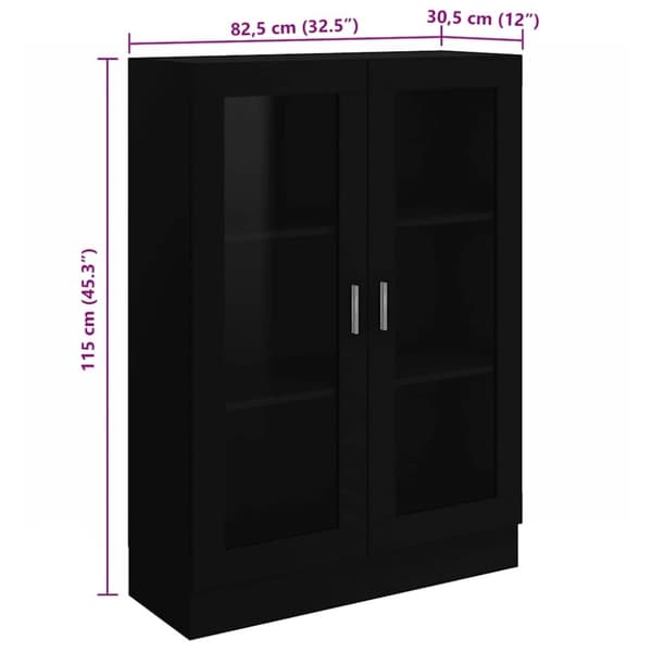vidaXL vitrineskab 82,5x30,5x115 cm spånplade sort