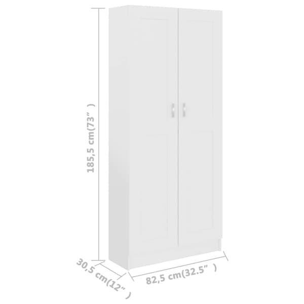 vidaXL bogskab 82,5x30,5x185,5 cm spånplade hvid