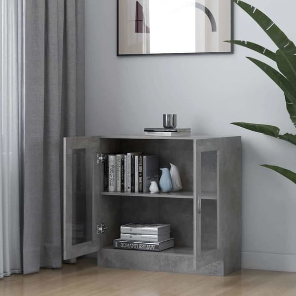 vidaXL Vitriinikaappi betoninharmaa 82,5x30,5x80 cm lastulevy