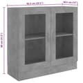 Pikkukuva 9 / 10: vidaXL Vitriinikaappi betoninharmaa 82,5x30,5x80 cm lastulevy
