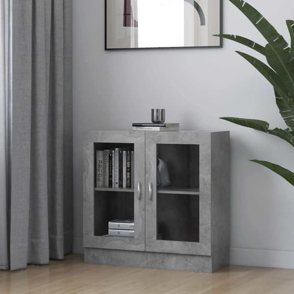 vidaXL Vitriinikaappi betoninharmaa 82,5x30,5x80 cm lastulevy