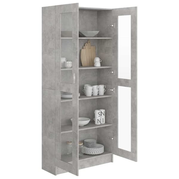 vidaXL vitrineskab 82,5x30,5x185,5 cm spånplade betongrå