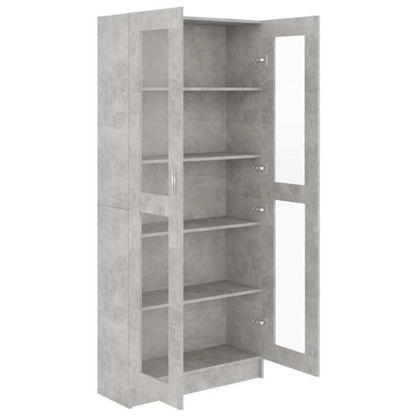 vidaXL vitrineskab 82,5x30,5x185,5 cm spånplade betongrå