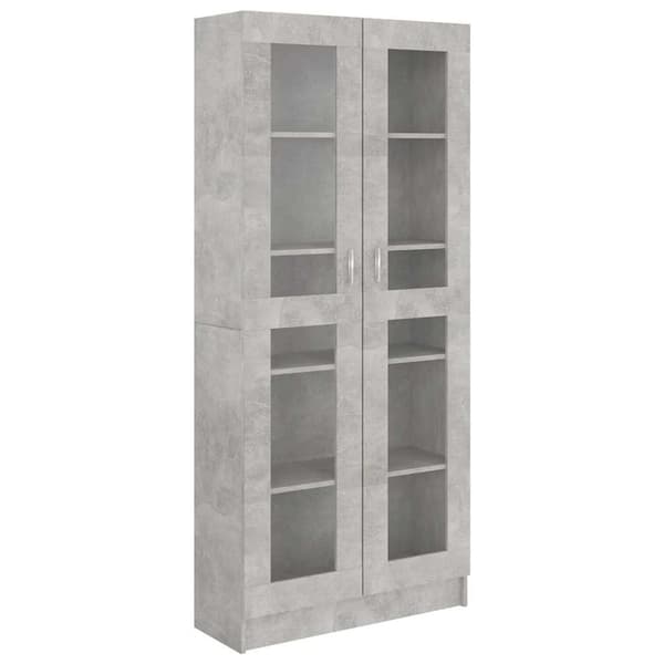 vidaXL vitrineskab 82,5x30,5x185,5 cm spånplade betongrå