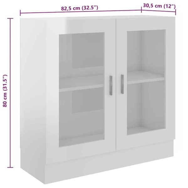 vidaXL vitrineskab 82,5x30,5x80 cm spånplade hvid højglans