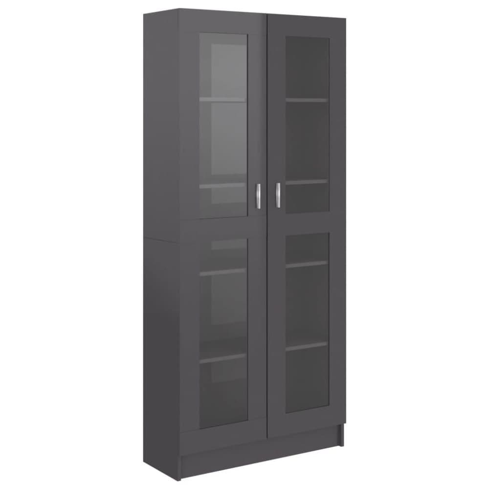 vidaXL Vitriinikaappi korkeakiilto harmaa 82,5x30,5x185,5 cm lastulevy