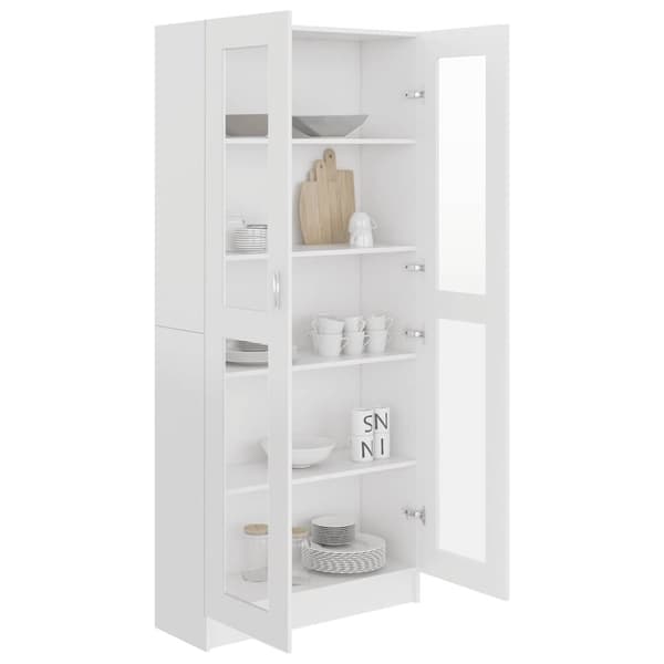 vidaXL Vitriinikaappi valkoinen 82,5x30,5x185,5 cm lastulevy