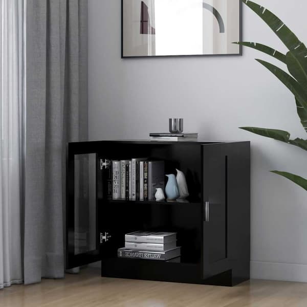 vidaXL vitrineskab 82,5x30,5x80 cm spånplade sort