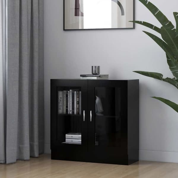 vidaXL vitrineskab 82,5x30,5x80 cm spånplade sort