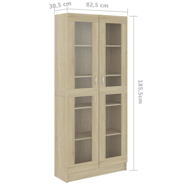 vidaXL vitrineskab 82,5x30,5x185,5 cm spånplade sonoma-eg