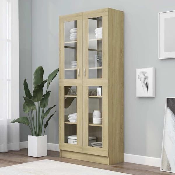 vidaXL vitrineskab 82,5x30,5x185,5 cm spånplade sonoma-eg