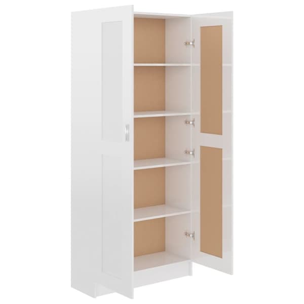 vidaXL bogskab 82,5x30,5x185,5 cm spånplade hvid højglans