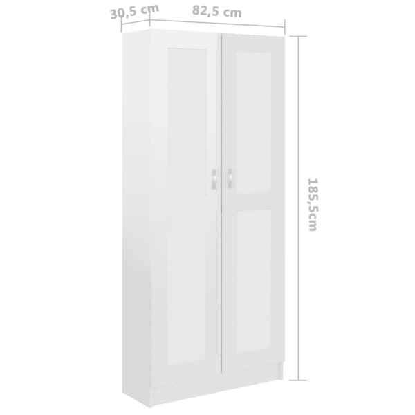 vidaXL bogskab 82,5x30,5x185,5 cm spånplade hvid højglans