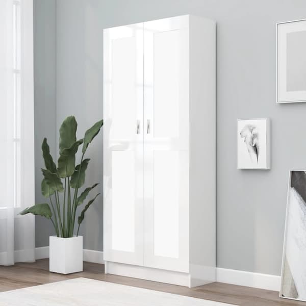 vidaXL bogskab 82,5x30,5x185,5 cm spånplade hvid højglans