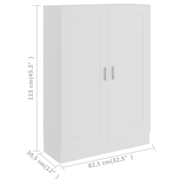 vidaXL bogskab 82,5x30,5x115 cm spånplade hvid