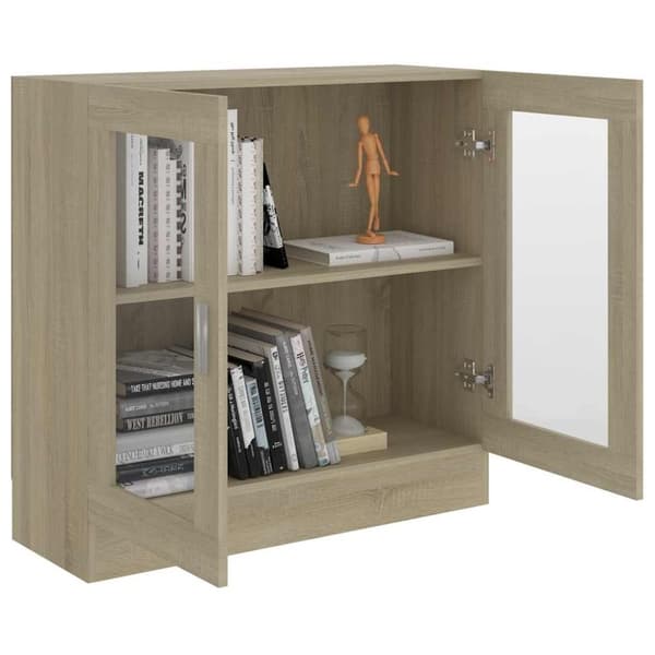 vidaXL Vitrinskåp sonoma-ek 82,5x30,5x80 cm spånskiva