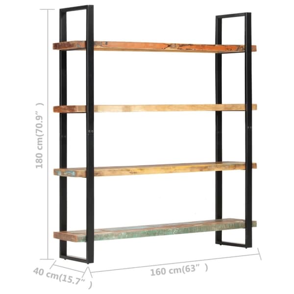 vidaXL Bogreol/reol med 4 hylder 160x40x180 cm massivt genbrugstræ change