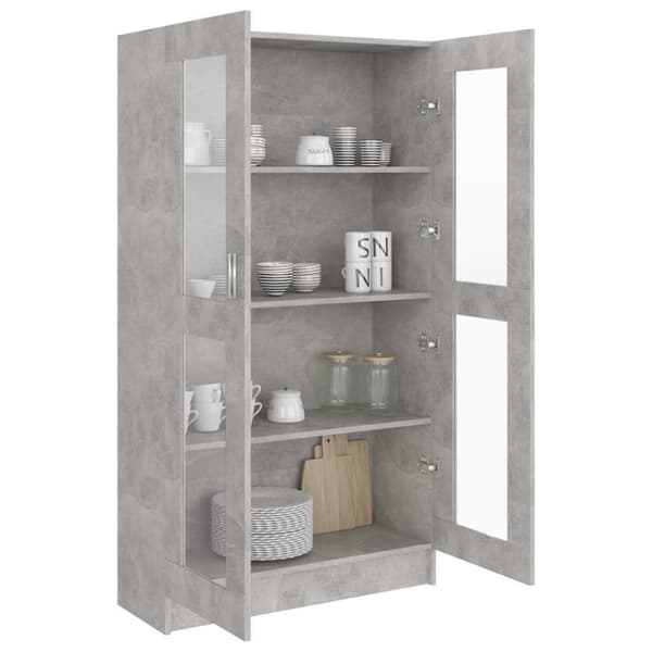 vidaXL vitrineskab 82,5x30,5x150 cm spånplade betongrå