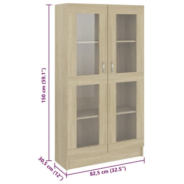 vidaXL Vitrineskap sonoma eik 82,5x30,5x150 cm sponplate