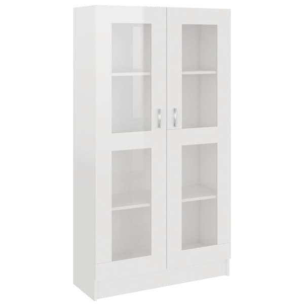 vidaXL vitrineskab 82,5x30,5x150 cm spånplade hvid højglans