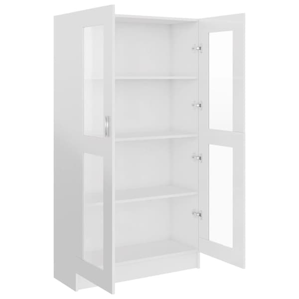 vidaXL vitrineskab 82,5x30,5x150 cm spånplade hvid højglans
